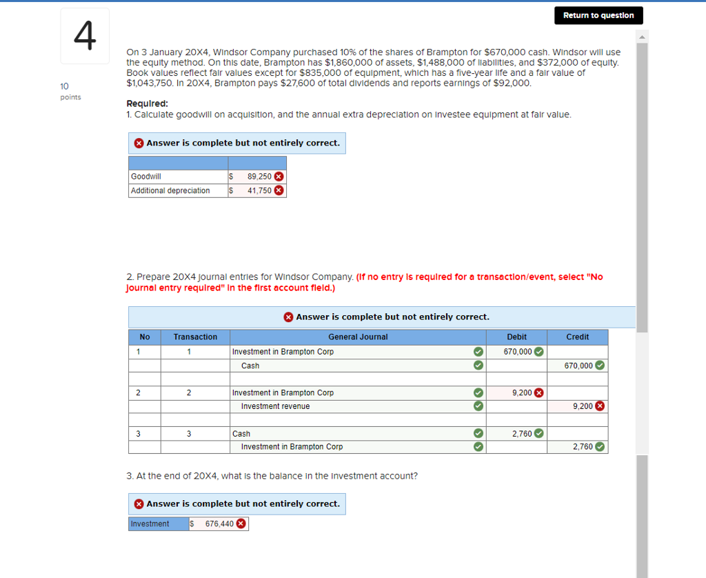PLEASE CORRECT MY WORK TOP URGENT Return to question 4 On 3