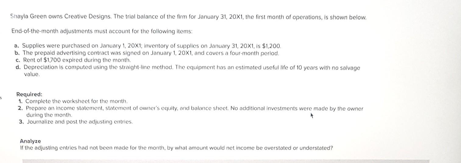 Problem 5.4A (Algo) Preparing a worksheet and financial statements , journalizing adjusting