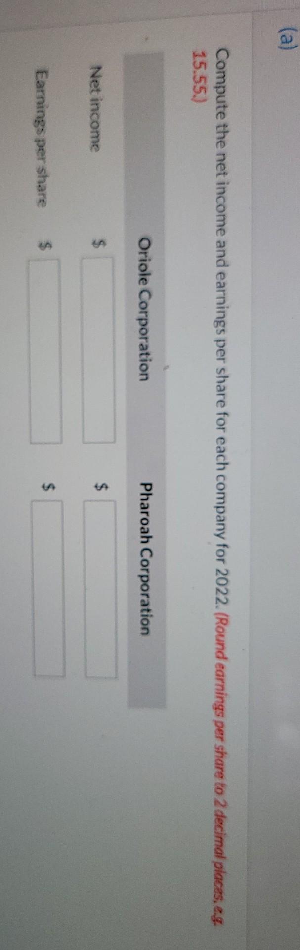 attempt is given. Thanks in advance. Comparative financial statement data for Oriole