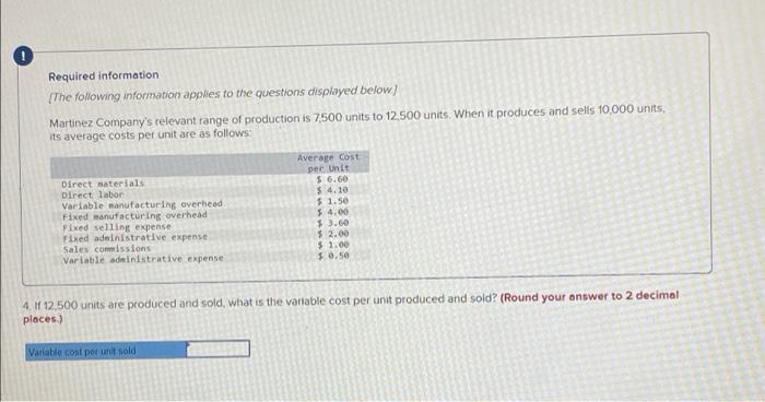 units, its average costs per unit are as follows: Direct materials Direct