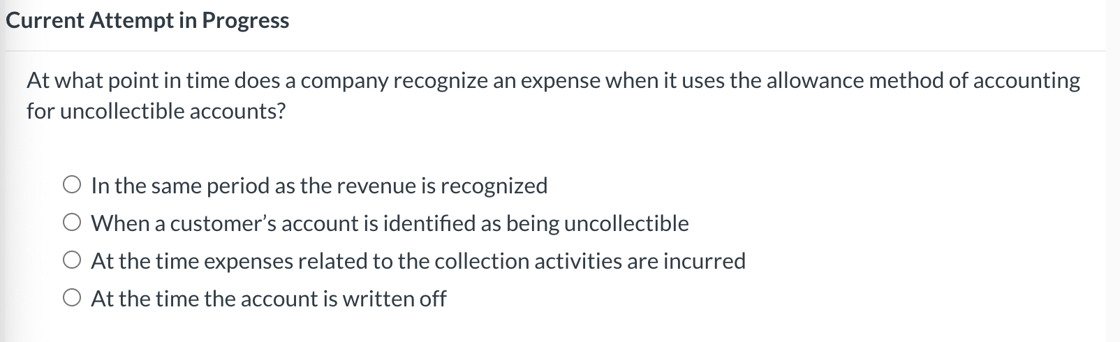  Current Attempt in Progress At what point in time does a