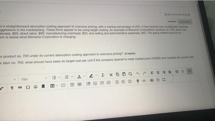 absorption costing approach to cost-pks pnong, with a markup percentage of 25%