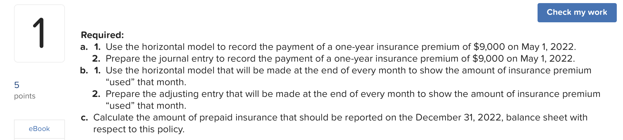 A1: A2: B1: B2: C: Required: a. 1. Use the horizontal model