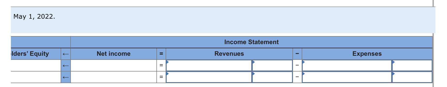 May 1, 2022. 2. Prepare the journal entry to record the payment