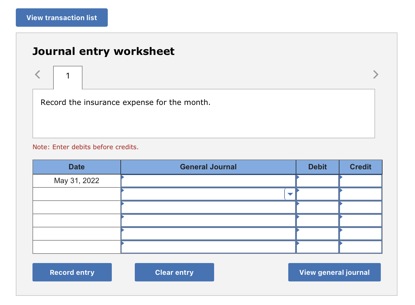 month. 2. Prepare the adjusting entry that will be made at the