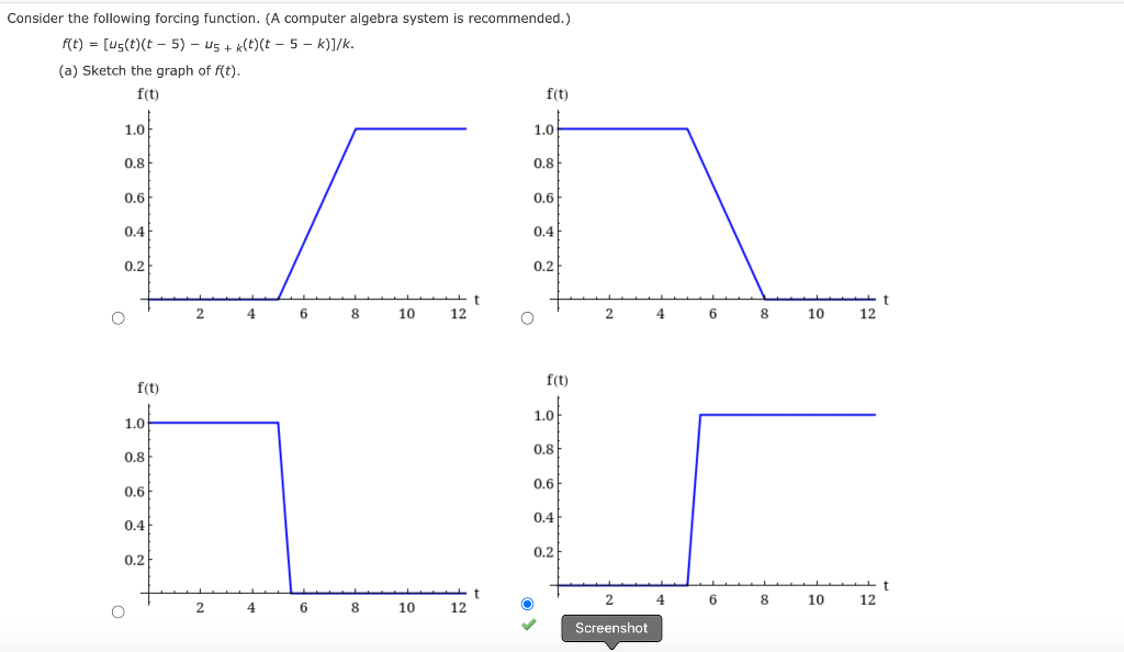  Consider the following forcing function. (A computer algebra system is recommended.)