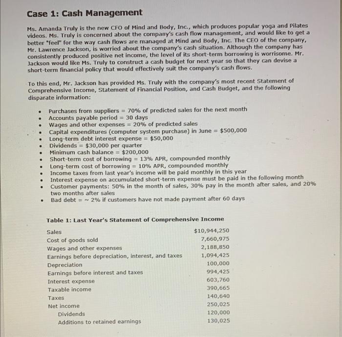  please do the first two questions Case 1: Cash Management Ms.