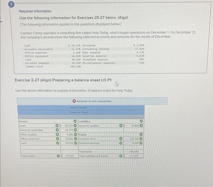 what am i missing Requlred Information Use the following information for Exercises