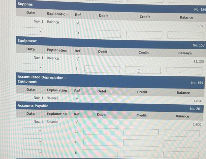During November, the following summary transactions were completed. Nov, 8 Paid $1,680