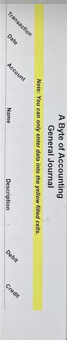 General Journal Bank Recont \begin{tabular}{|l|l} \hline A & \multicolumn{1}{|c}{ B } \\
