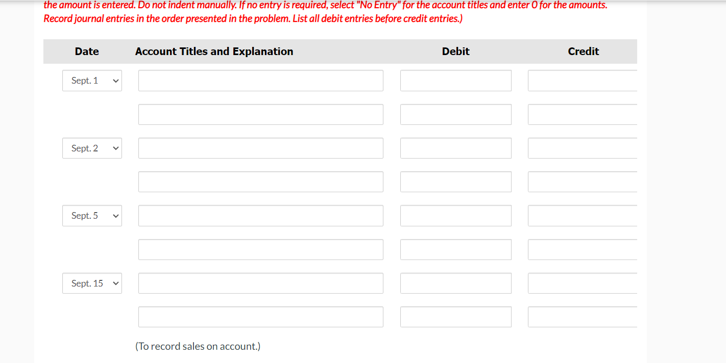  the amount is entered. Do not indent manually. If no entry