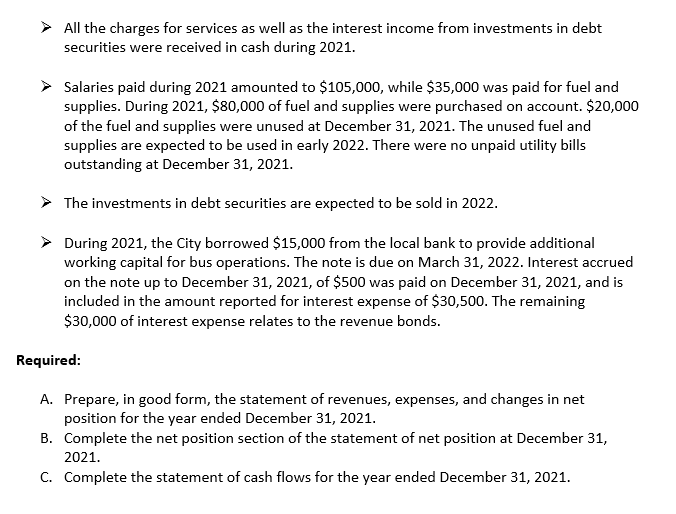 Problem 3: enterprise fund financial statement questions As of January 1, 2021,