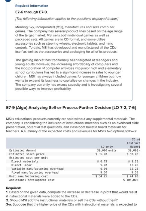  Required information E7-6 through E7-9. [The following information applies to the