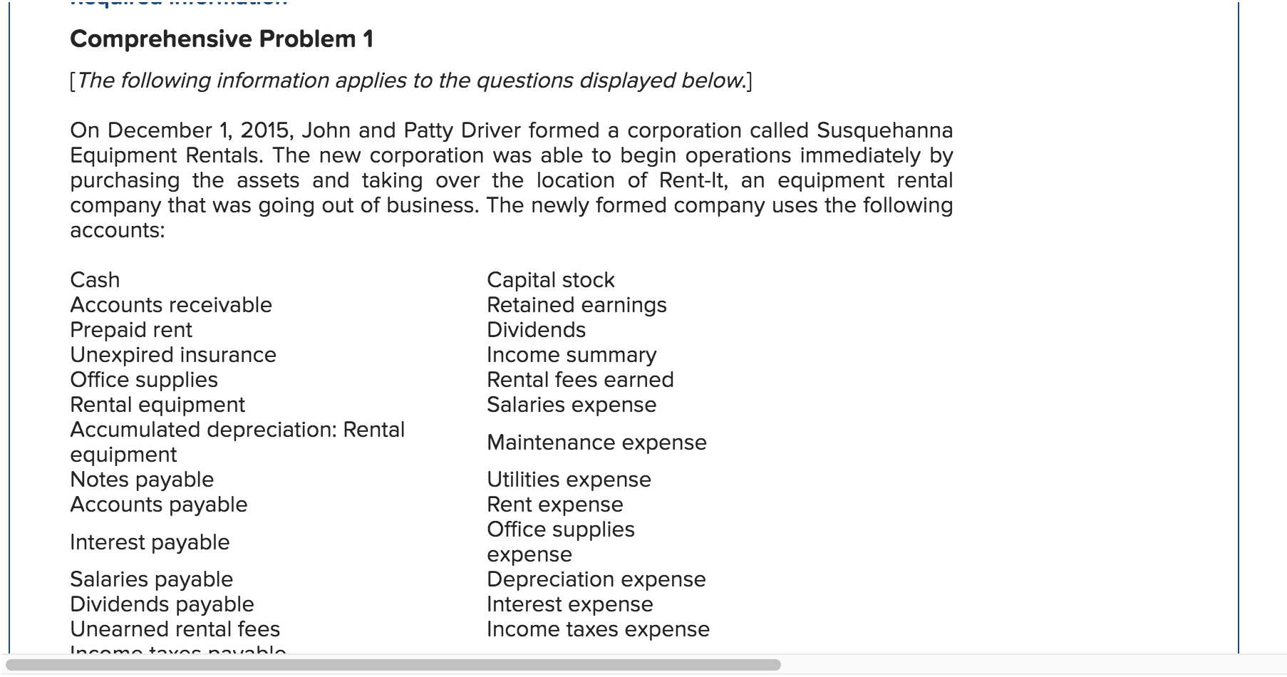 I really need part three. Please help! Comprehensive Problem 1 [The following