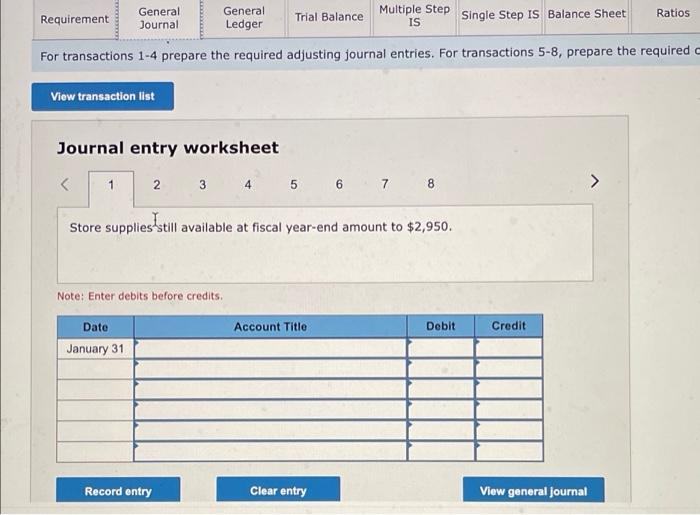 time, click on the General Ledger tab. Trial Balance tab - General