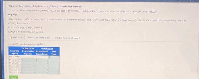 Rush please! Preparing Depreciation Schedules Using Various Depreciation Methods Prito in acquired
