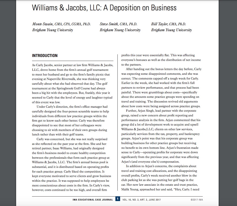 I Need Help with the Three Case Questions on the fourth page