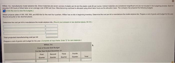 plastic costs $2 per ounce. Indirect materials are considered insignificant and are