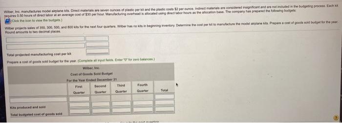 not included in the budgeting process. Each kit requires 0.50 hours of