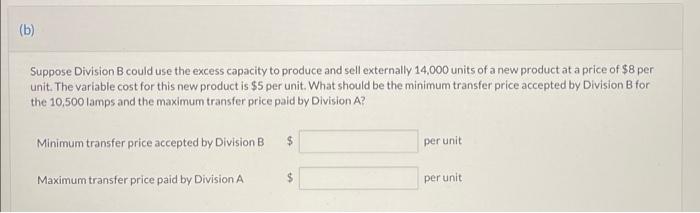 in Progress Crede Inc. has two divisions. Division A makes and sells