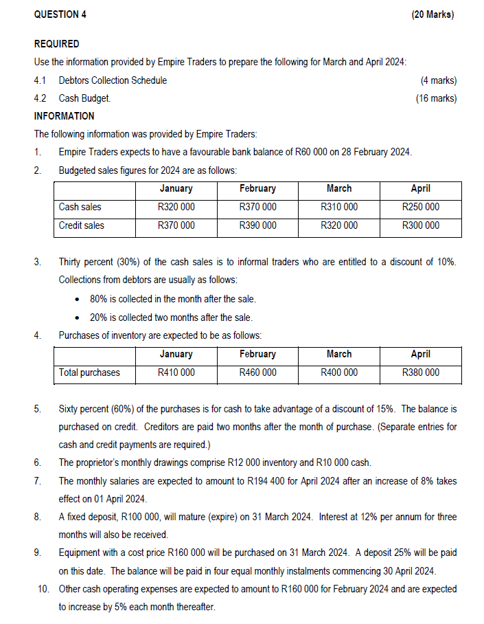 REQUIRED Use the information provided by Empire Traders to prepare the