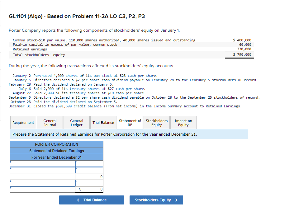 GL1101 (Algo) - Based on Problem 11-2A LO C3, P2, P3 GL1101
