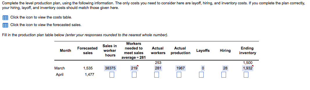  Please do this from March to February Complete the level production