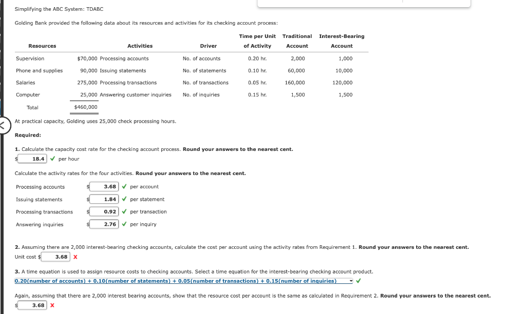 Chapter 4 BEX BEX.04.07 Simplifying the ABC System: TDABC Golding Bank