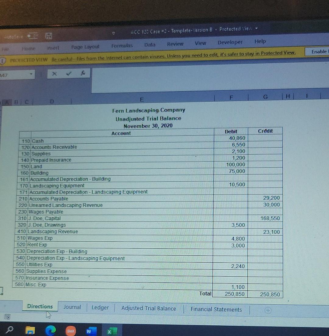Date Explanation P.R DEBIT 30-Nov Balance before adjustments Notes: Do Not change