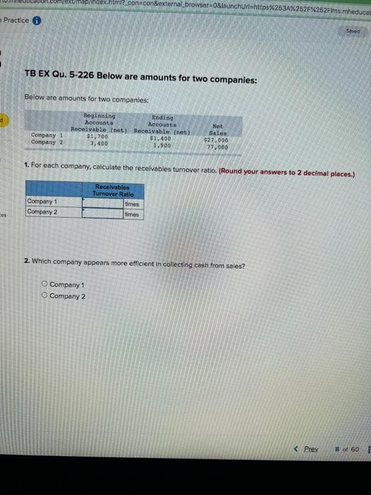 please help solve this! TB EX Qu. 5-226 Below are amounts for
