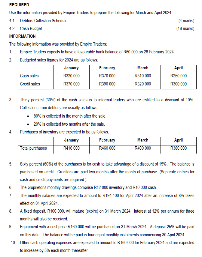  REQUIRED Use the information provided by Empire Traders to prepare the