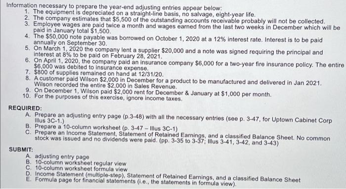 July 2021 Wilson Company's fiscal year-end is December 31. The unadjusted trial