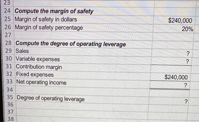 income, and degree of operating leverage 1 Chapter 5: Applying Excel 2