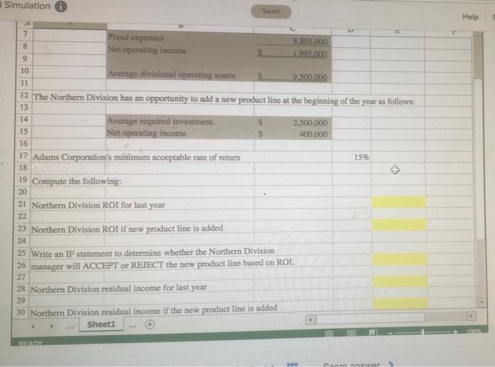 Return on Investment (ROI) and Residual income-Excel FILE HOME INSERT PAGE LAYOUT
