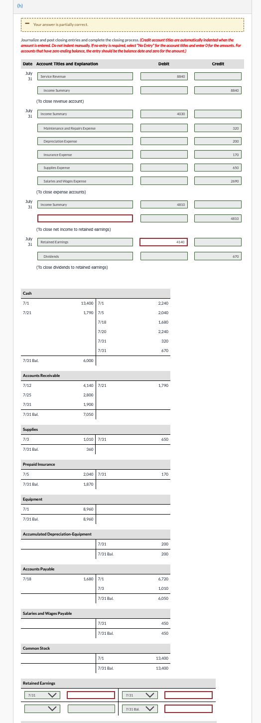 Expense 7/20 2240 7/31 V 450 7/31 Bal. 2690 e Textbook and