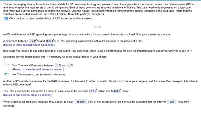 multi-part question. please solve for A and C. the answers below are