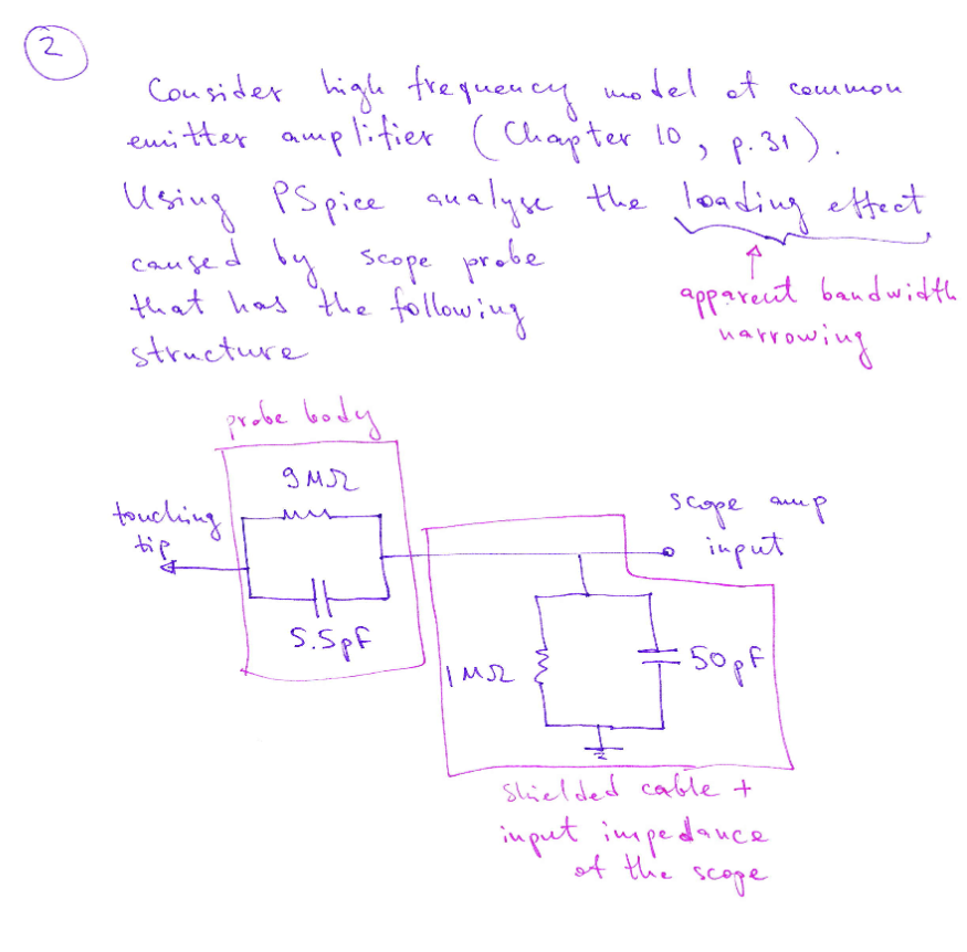  2 Consider high frequency model et common emitter amplifier (Chapter 10,