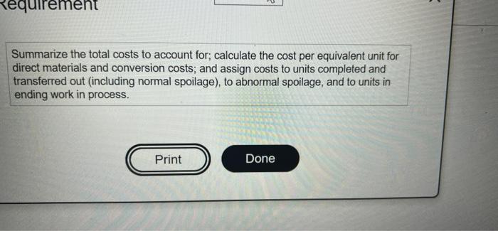 and conversion costs are added evenly during the process. Spolage is detected