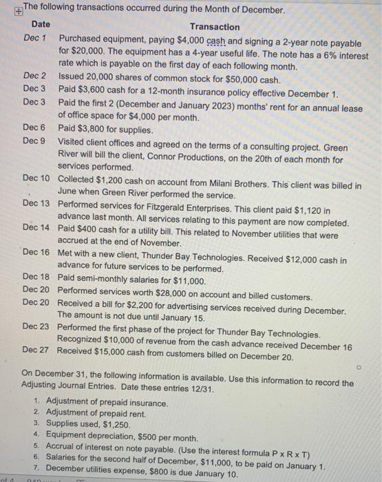  please complete the general ledger and adjusting entries for the transactions