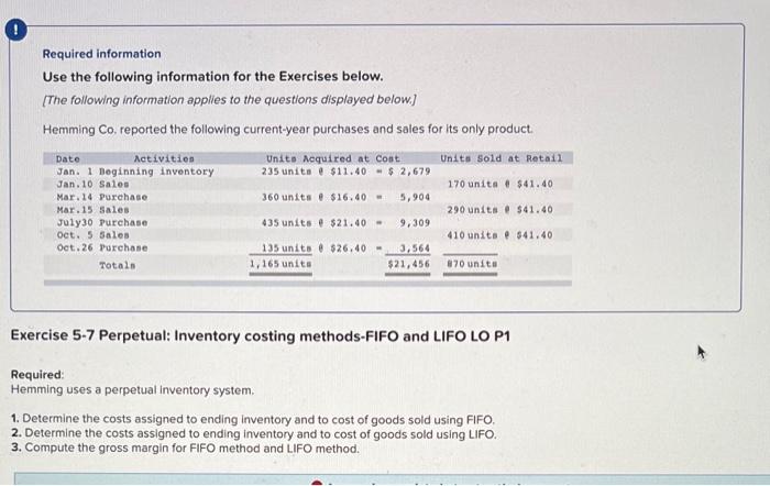 please help me understand! Required information Use the following information for the