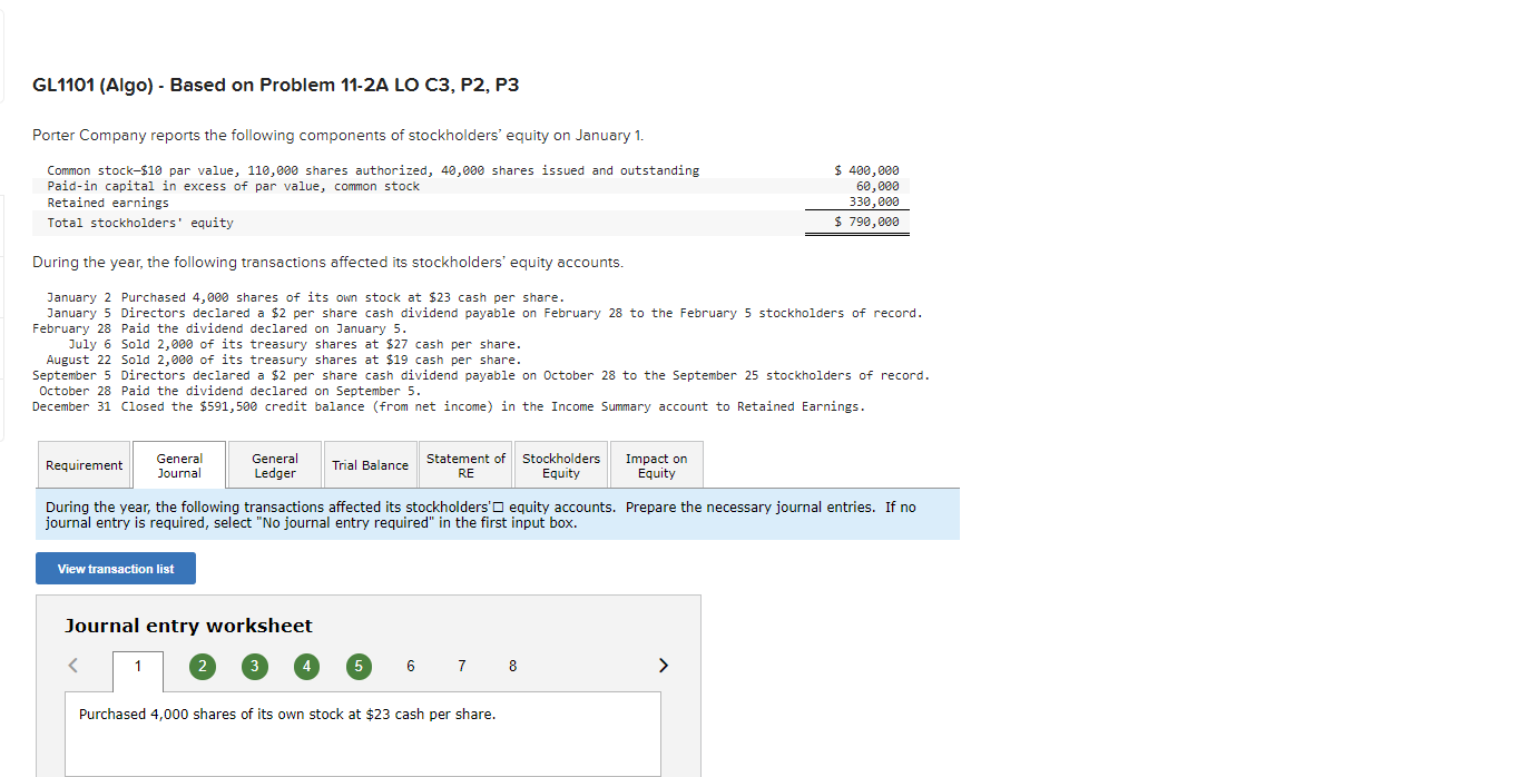 GL1101 (Algo) - Based on Problem 11-2A LO C3, P2, P3 GL1101