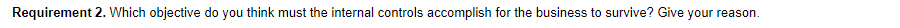  Which objective do you think must the internal controls accomplish for