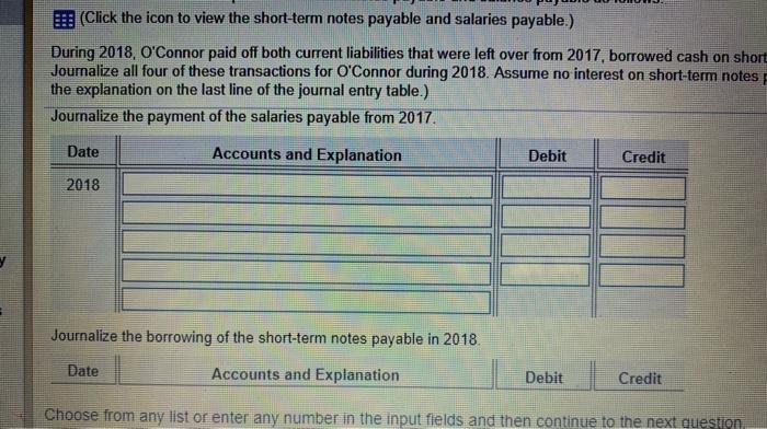 follows: (Click the icon to view the short-term notes payable and salaries