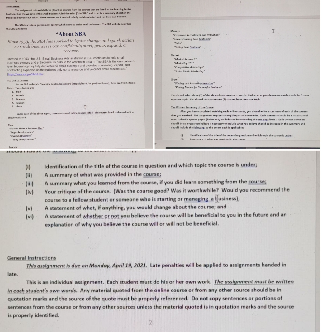 Essay with 3 different summary Introduction The assignment is to watch three