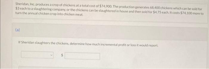 of the assembly part at $5 per unit. If the offer is