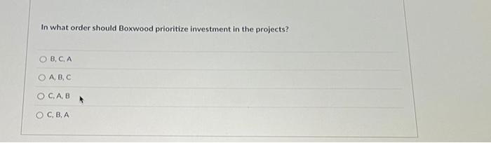 considering three different independent investment opportunities. The present value of future cash