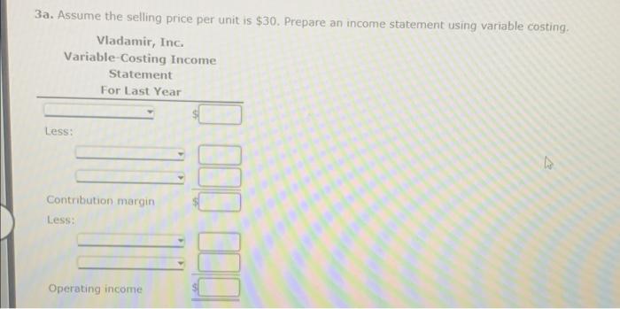 information pertains to Vladamir, Inc, for last year: Beginning inventory, units 1,400