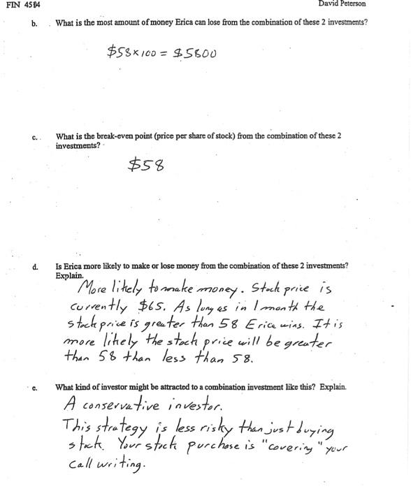 even point is is at the stock price 58 which results in