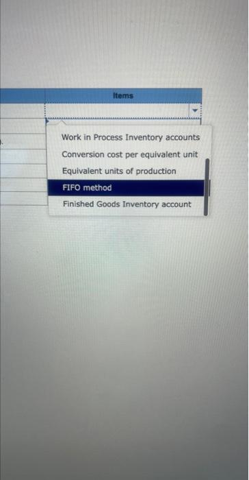 description of its purpose: Work in Process Inventory accounts Conversion cost per