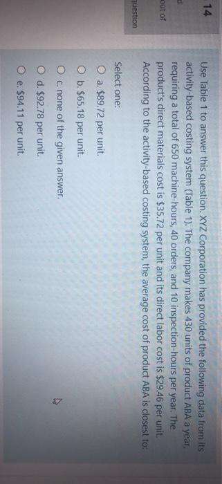  the table 14 Use Table 1 to answer this question. XYZ